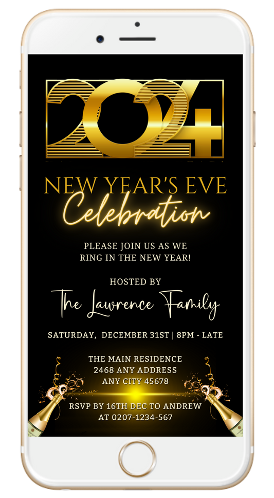Gold Champagne Glow Gatsby | New Years 2024 Party Evite