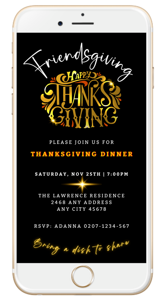 Gold Red Neon Black | Friendsgiving Thanksgiving Evite