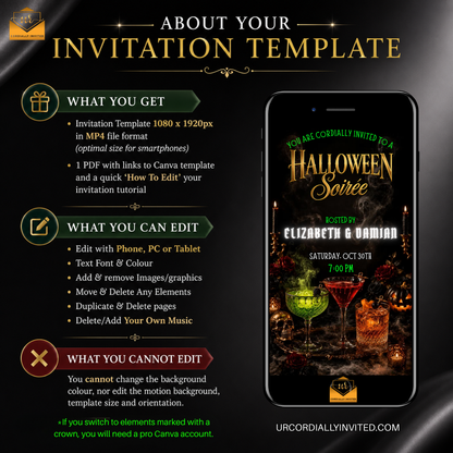 Elegant Halloween Soirée Cocktail Party Animated Video Invitation