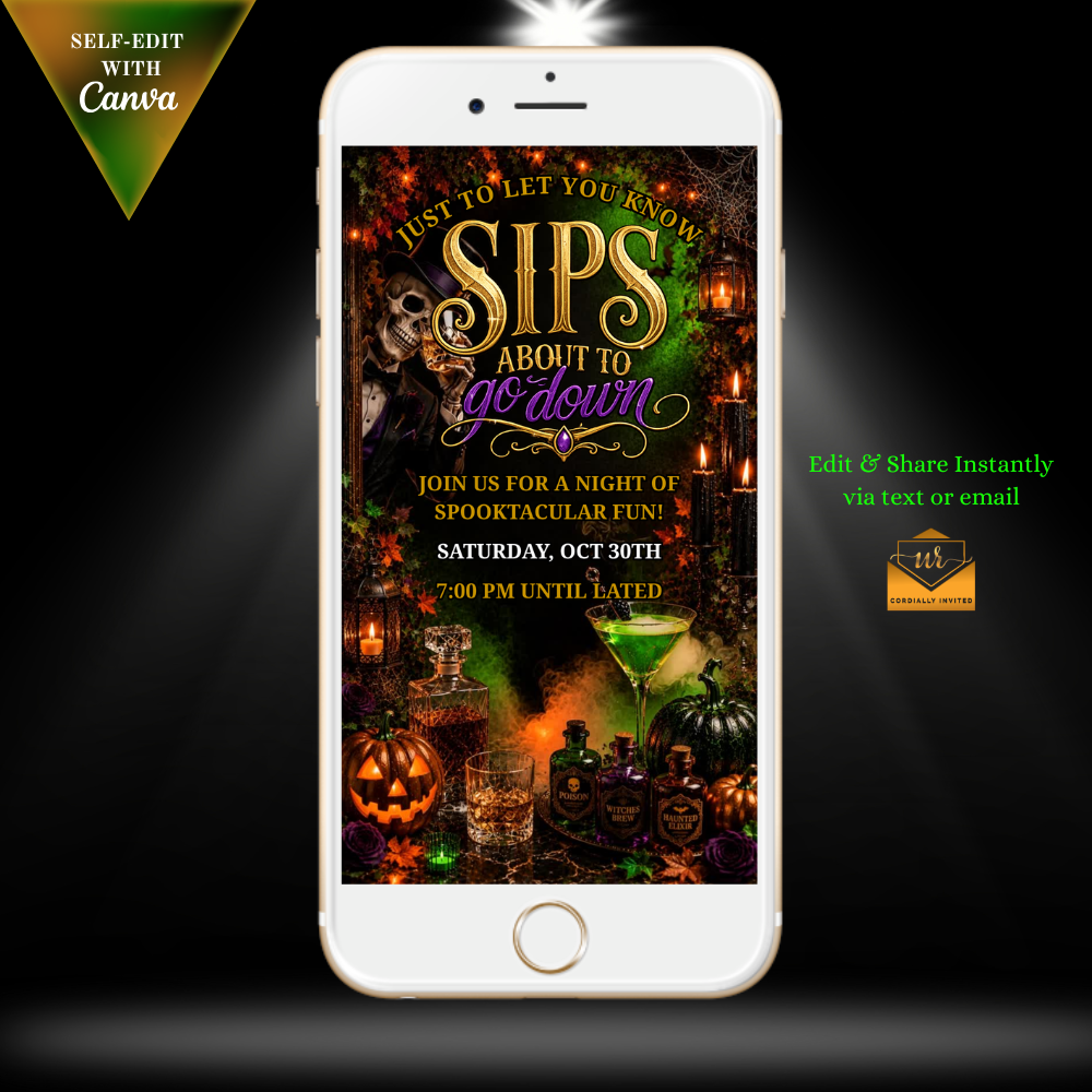 Sips About to Go Down Halloween Video Invitation