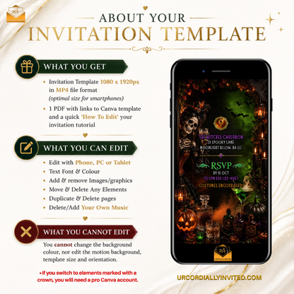 Elegant Costumes & Cocktails Halloween Party Video Invitation