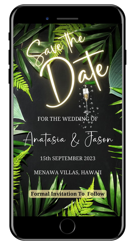 Neon Tropical Destination | Save The Date Wedding Evite