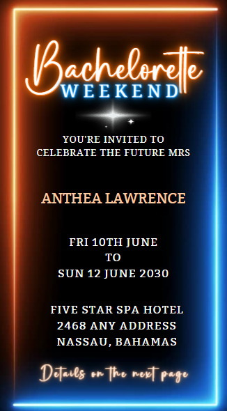 Neon Orange Blue Disco | Bachelorette Video Invitation