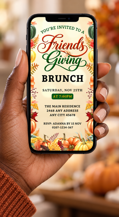 Friendsgiving Fruitful Brunch Animated Video Invitation