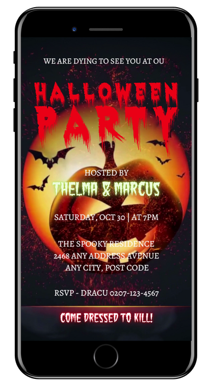 Explosive Pumpkin Halloween Party Video Invite - Spooky Digital Invitation