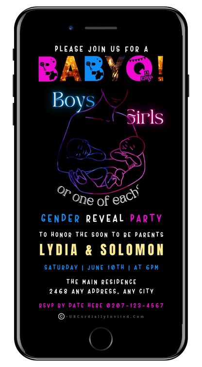 Animated Twins BABYQ Grill | Digital Gender Reveal Invite