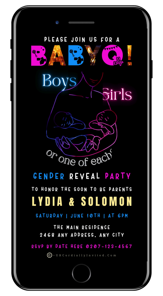 Animated Twins BABYQ Grill | Digital Gender Reveal Invite