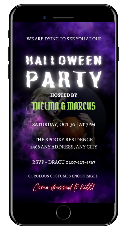 Misty Purple Smoke Pumpkin | Halloween Party Video Invite