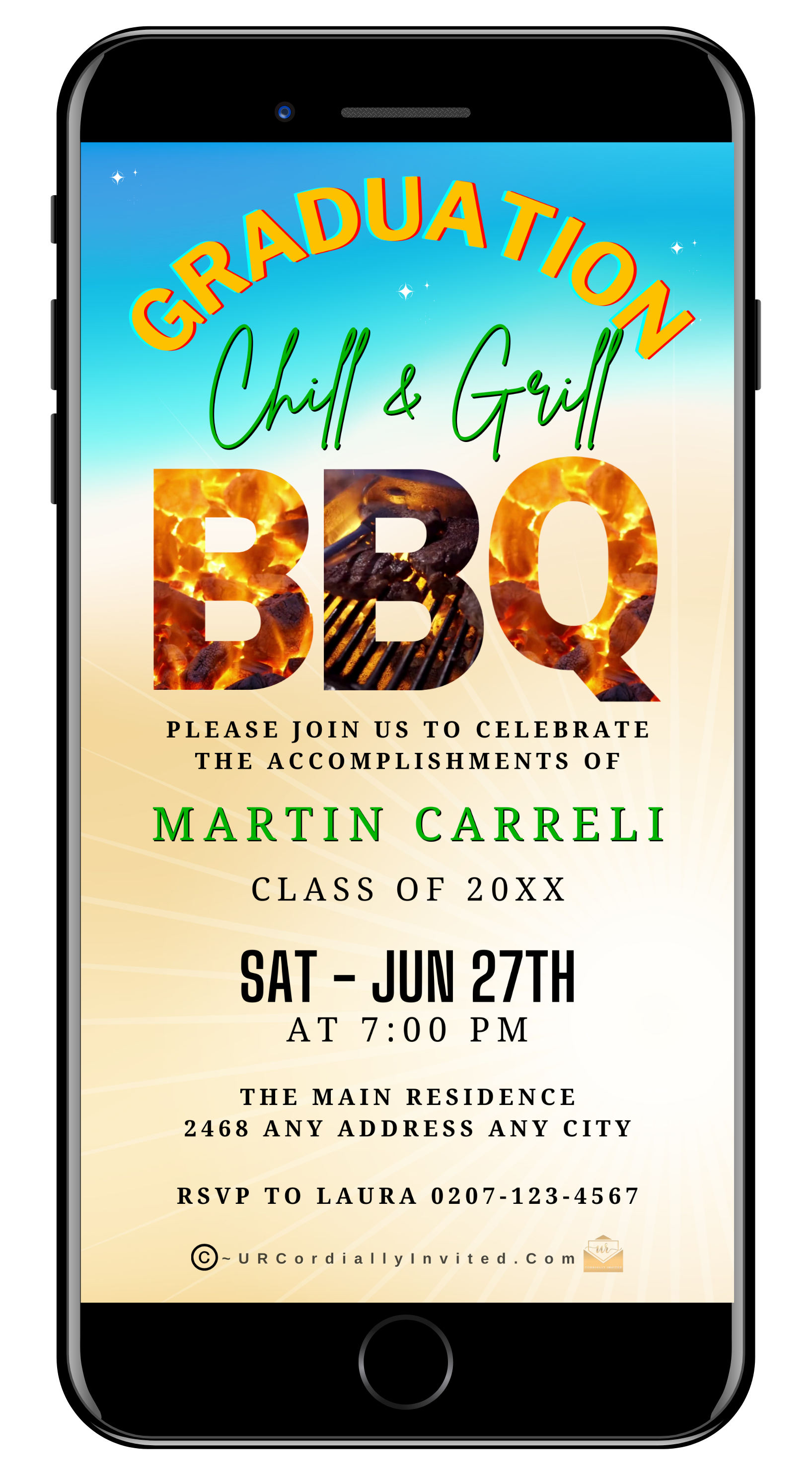 Graduation BBQ Video Invitation Chill and Grill Party Theme