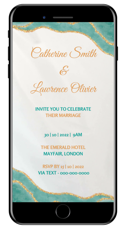 Teal Blue Agate | Wedding Video Invitation