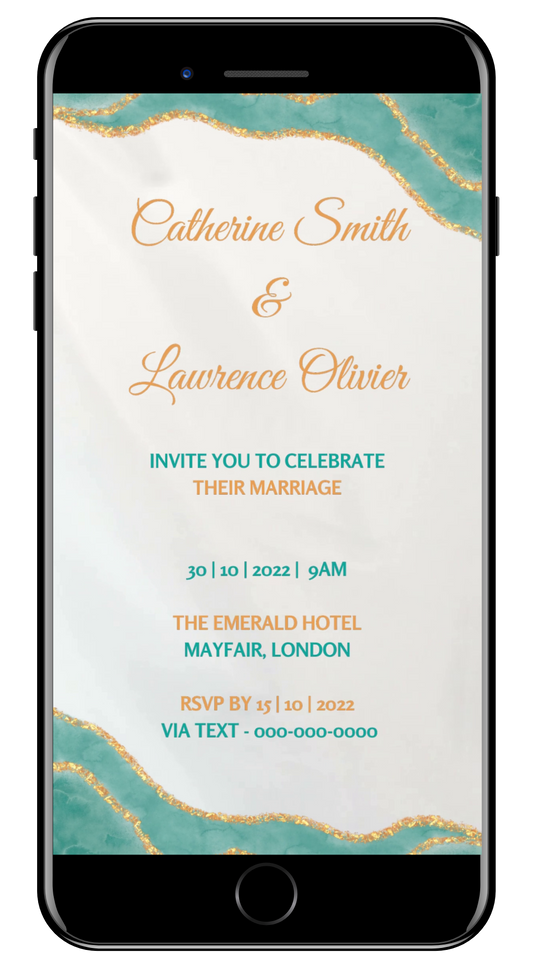 Teal Blue Agate | Wedding Video Invitation