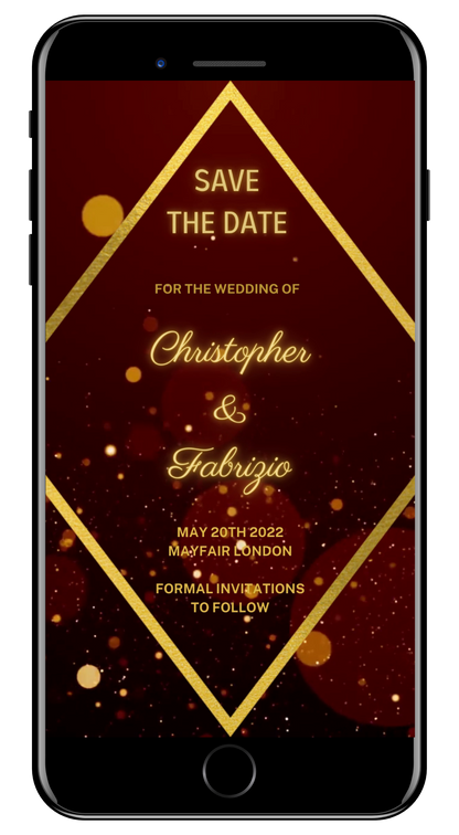 Burgundy Gold Diamond | Save The Date Video Invitation