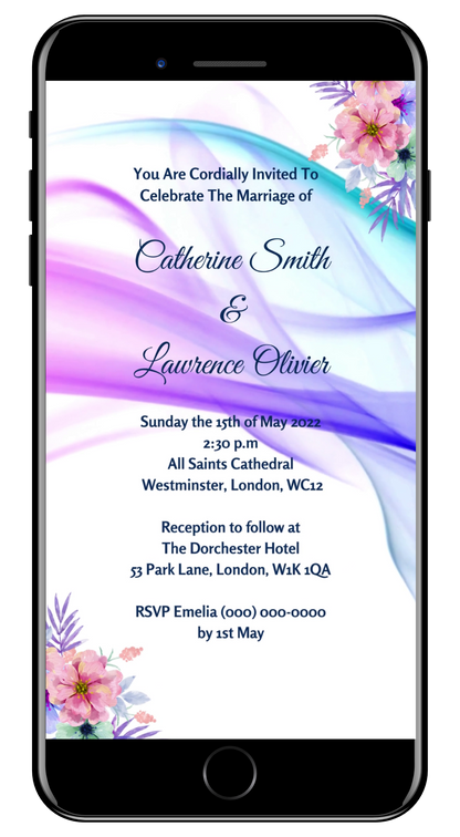 Lilac White Floral | Wedding Video Invitation