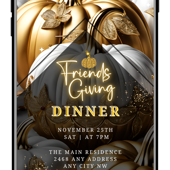 20-Friendsgiving dinner sparkling pumpkin video invite by URCordiallyInvited