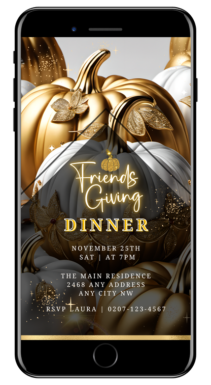 20-Friendsgiving dinner sparkling pumpkin video invite by URCordiallyInvited