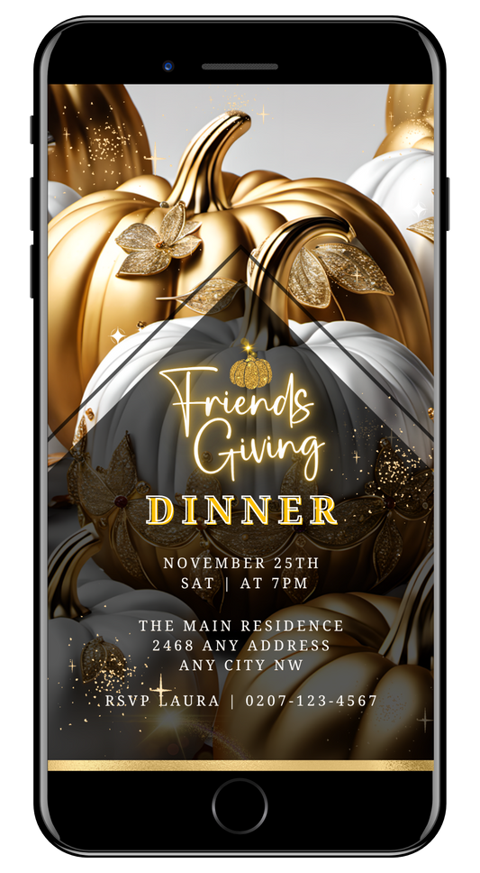 20-Friendsgiving dinner sparkling pumpkin video invite by URCordiallyInvited