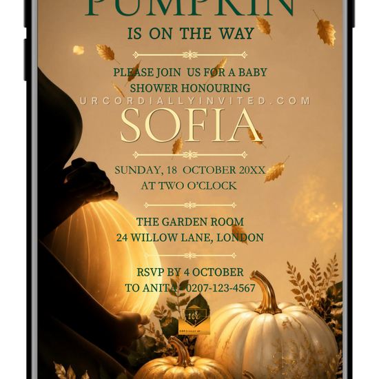 Enchanted Autumn Little Pumpkin Baby Shower Video Invitation | URCordiallyInvited
