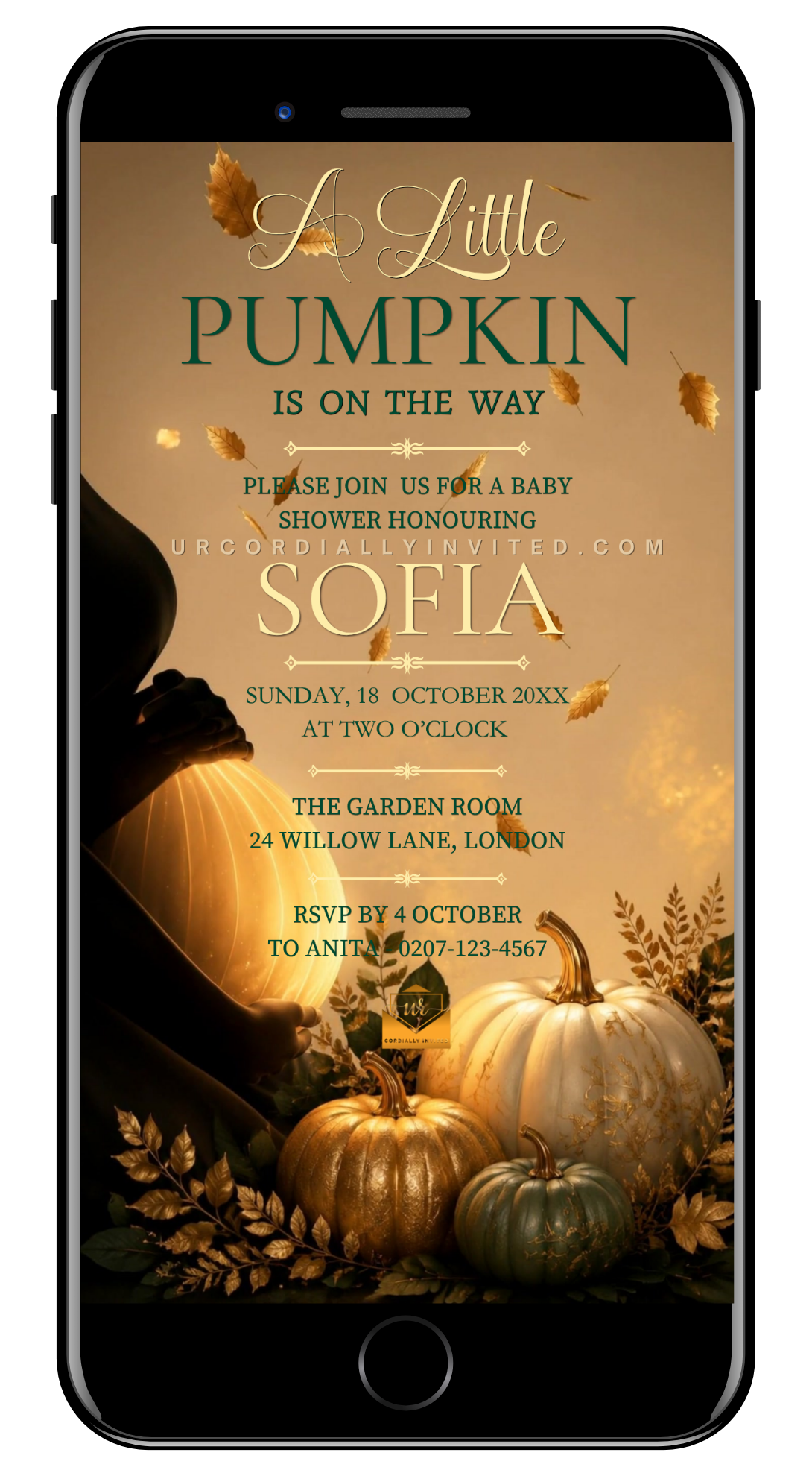 Enchanted Autumn Little Pumpkin Baby Shower Video Invitation | URCordiallyInvited