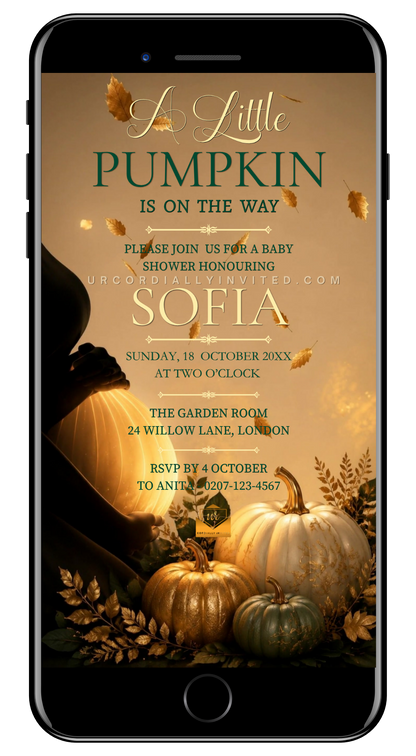 Enchanted Autumn Little Pumpkin Baby Shower Video Invitation | URCordiallyInvited
