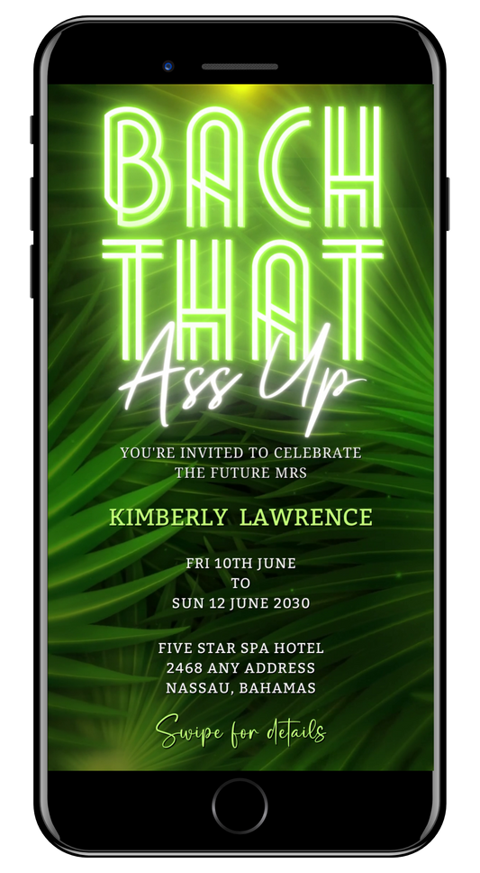 Neon Green Palms Bach That Ass Up | Bachelorette Video Invite