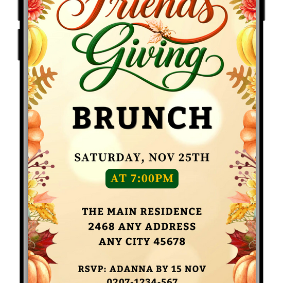 Friendsgiving brunch fruitful celebration video invite-URCordiallyInvited