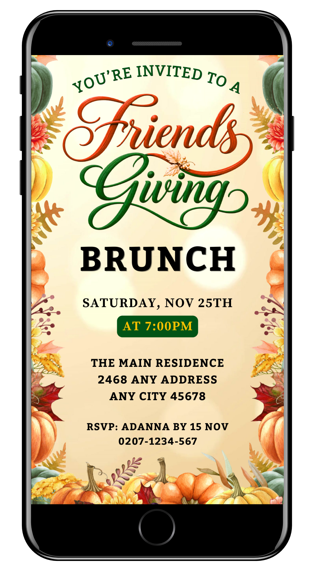 Friendsgiving brunch fruitful celebration video invite-URCordiallyInvited