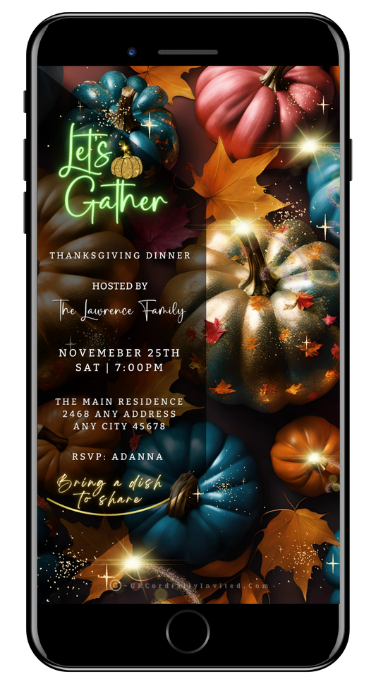 Colourful Pumpkins Glitter | Thanksgiving Dinner Video Invite
