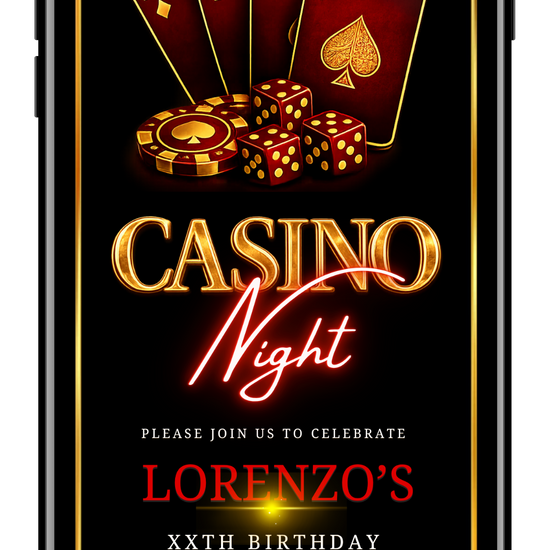 Casino night red gold video invite by URCordiallyInvited