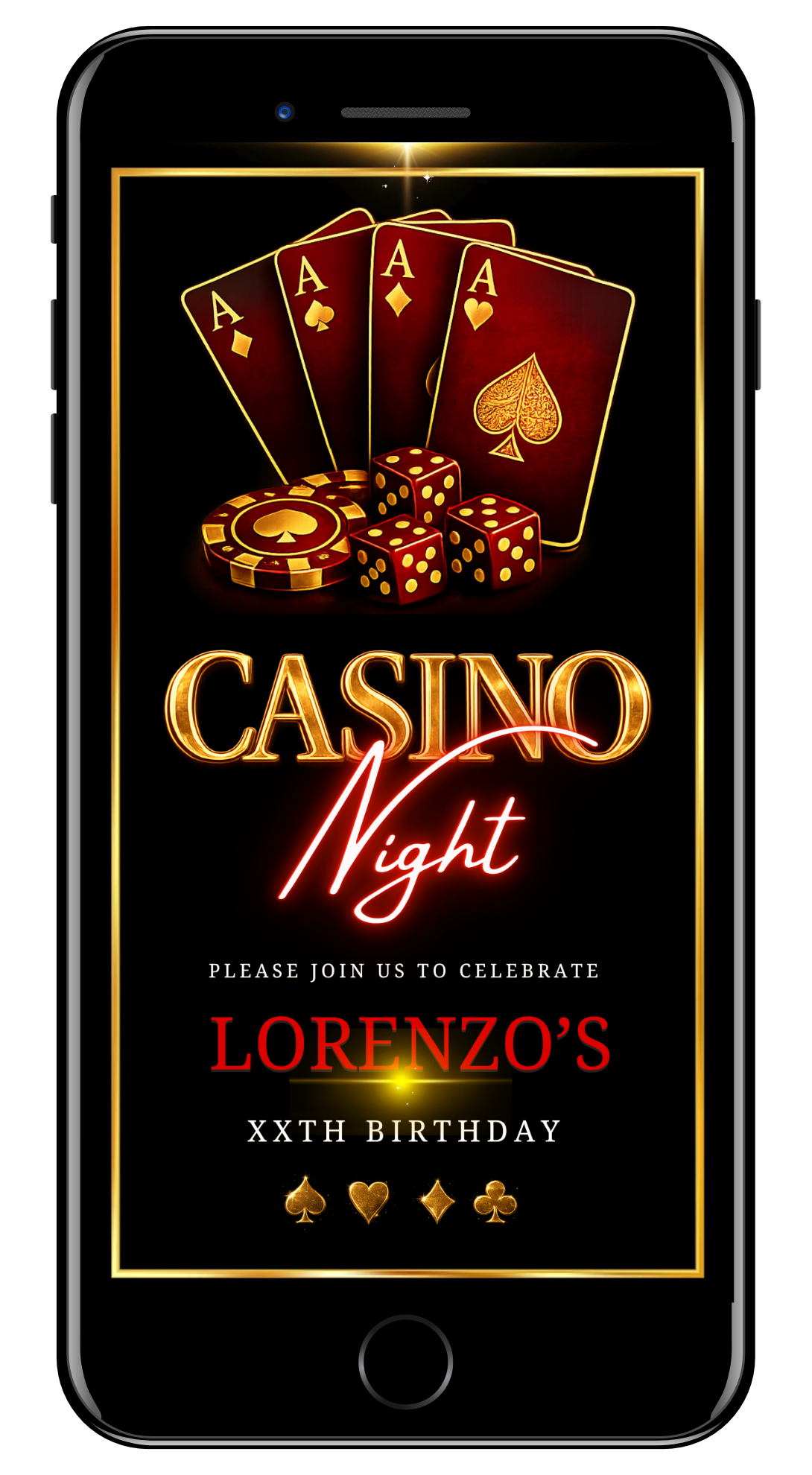 Casino night red gold video invite by URCordiallyInvited