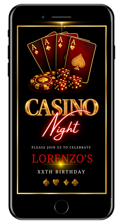 Casino night red gold video invite by URCordiallyInvited