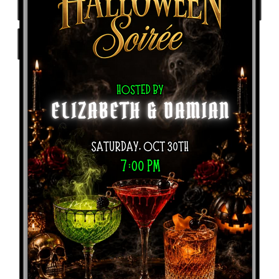 Elegant Halloween Soirée Cocktail Party Animated Video Invitation by URCordiallyInvited
