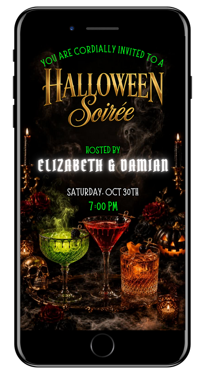 Elegant Halloween Soirée Cocktail Party Animated Video Invitation by URCordiallyInvited
