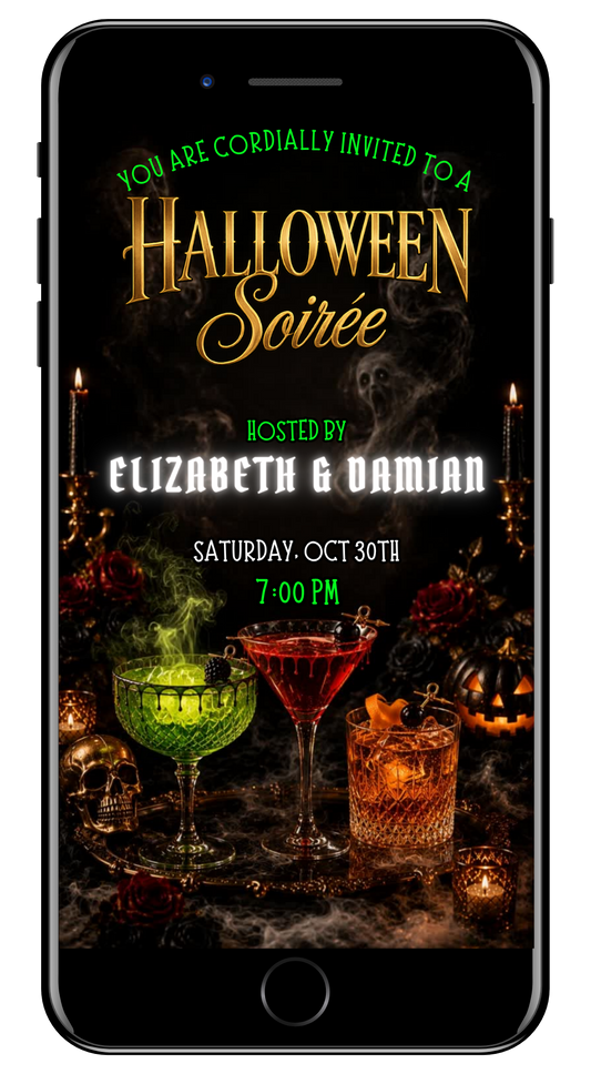 Elegant Halloween Soirée Cocktail Party Animated Video Invitation by URCordiallyInvited