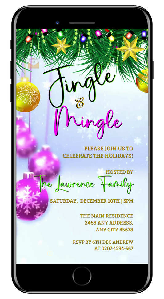 Jingle & Mingle Pink Gold | Christmas Party Video Invite