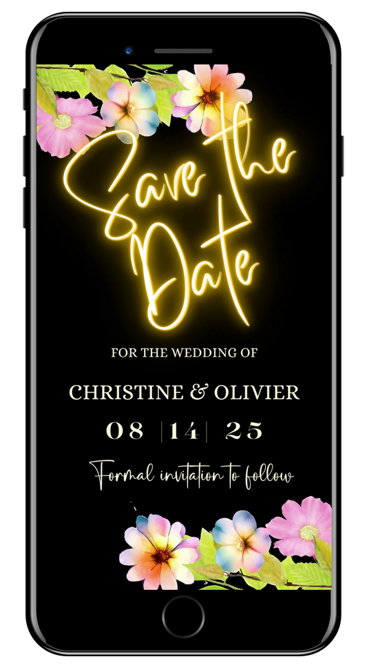 Floral Black Greenery | Save The Date Video Invitation
