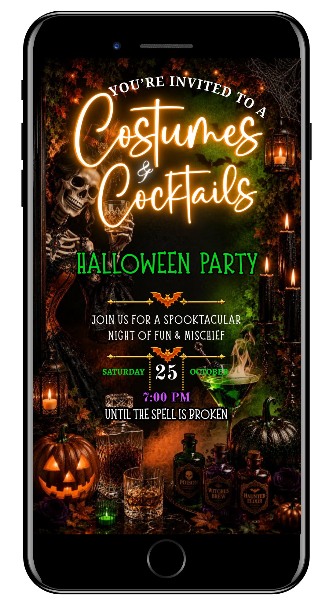 Elegant Halloween costumes and cocktails party video invite by URCordiallyInvited