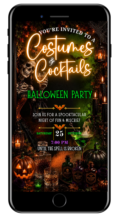 Elegant Halloween costumes and cocktails party video invite by URCordiallyInvited