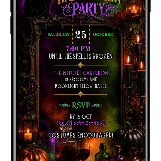 Halloween black cat and potions party video invite by URCordiallyInvited