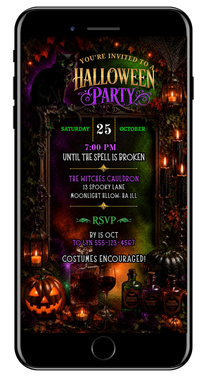 Halloween black cat and potions party video invite by URCordiallyInvited
