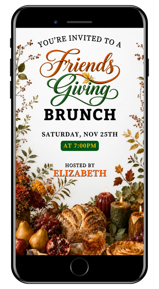 17-Friendsgiving bountiful brunch potluck video invite by URCordiallyInvited