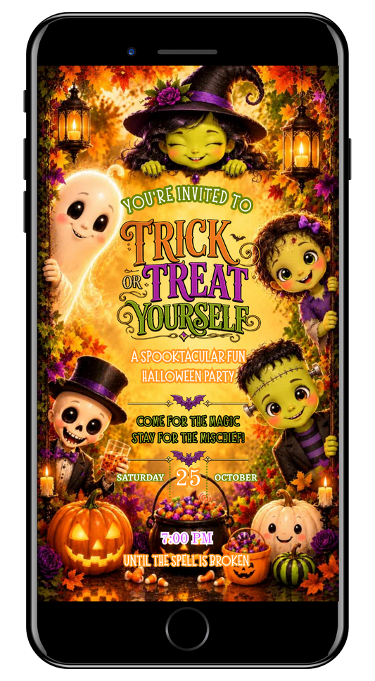 Halloween VIDEO colourful trick or treat invite by URCordiallyInvited
