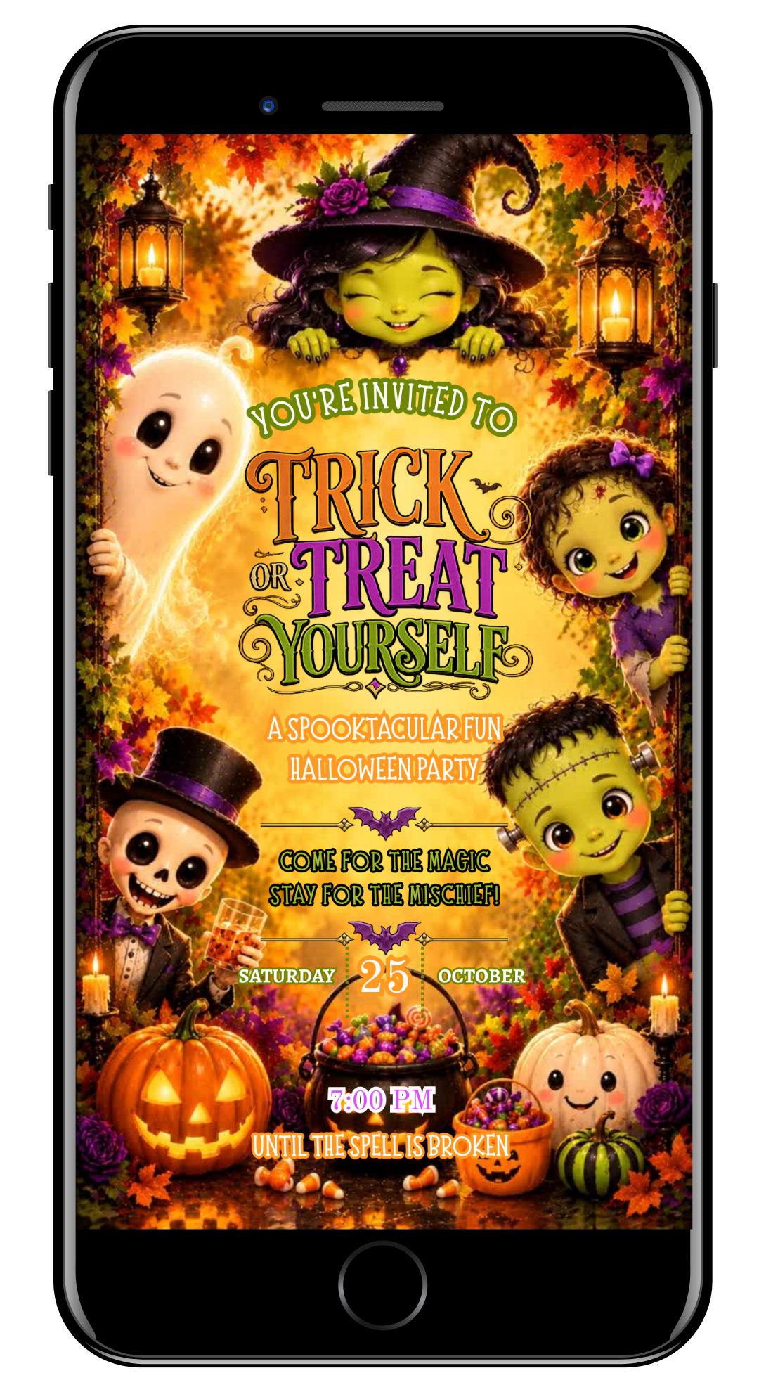 Halloween VIDEO colourful trick or treat invite by URCordiallyInvited