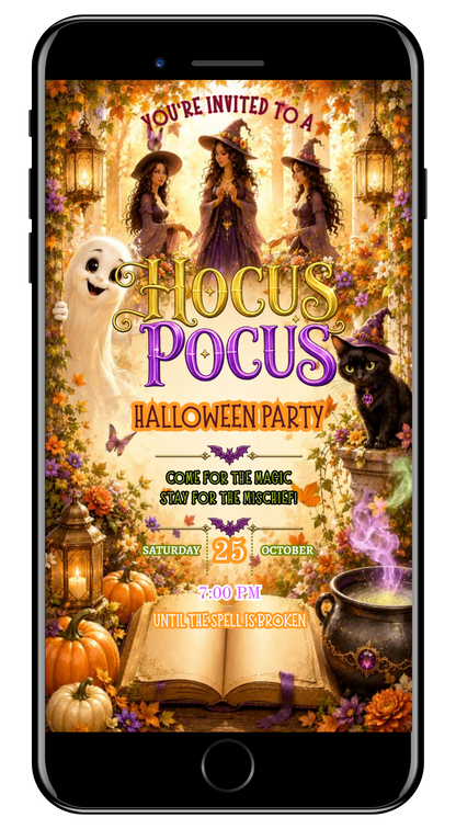 Halloween colourful hocus pocus video invite by URCordiallyInvited
