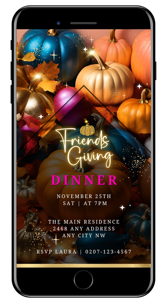 21-Friendsgiving dinner multicoloured pumpkins video Invite by URCordiallyInvited
