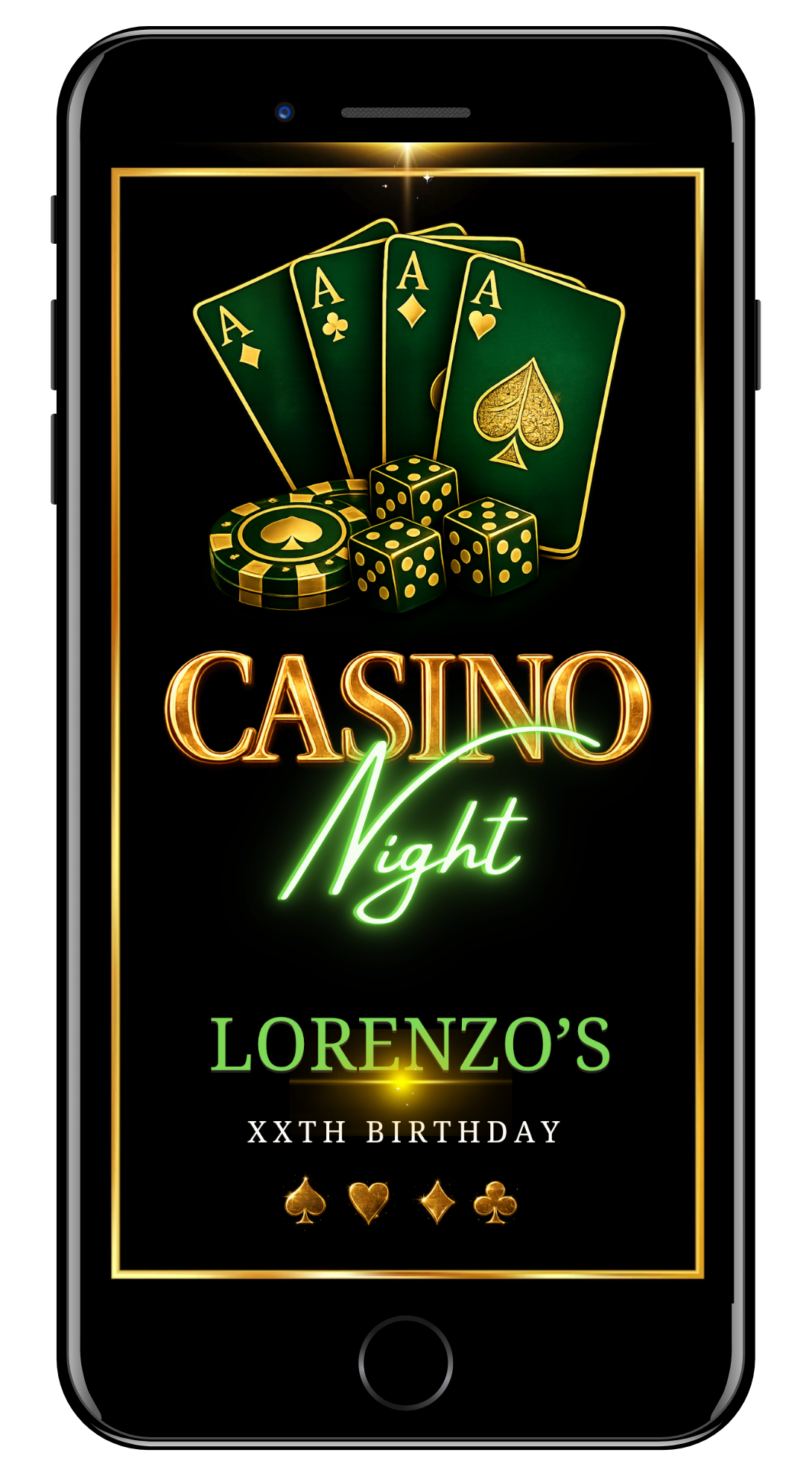 3-Casino night green gold video invite by URCordiallyInvited