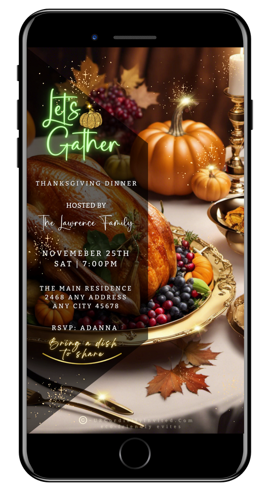 Gold Fruitful Platter Pumpkins | Thanksgiving Dinner Video Invite