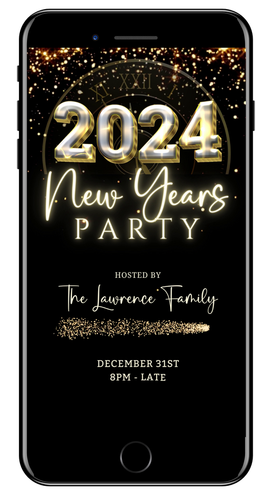 Champagne White Gold Glitter | New Years Eve Party Video Invitation