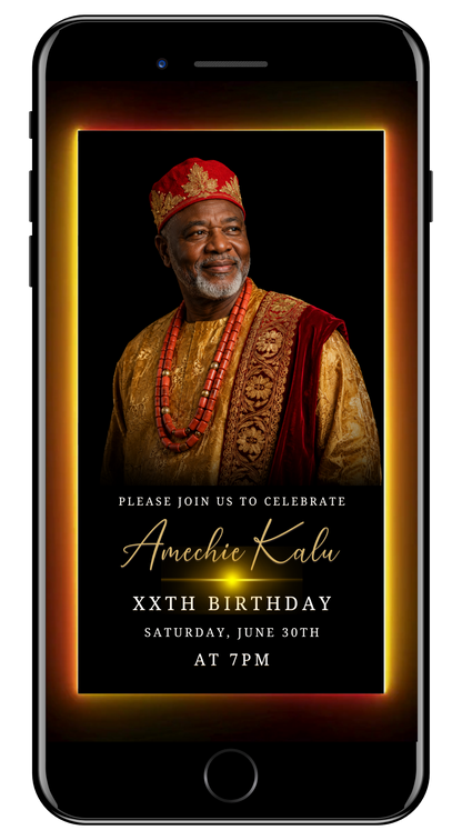 Mens any age red yellow black video invite by URCordiallyInvited