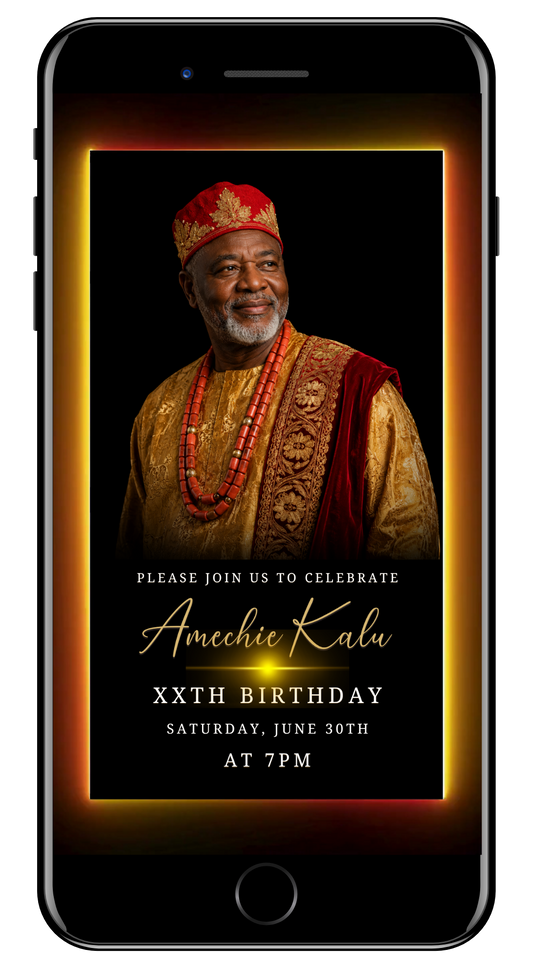 Mens any age red yellow black video invite by URCordiallyInvited