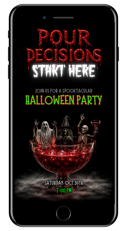Halloween funny pour decisions with creepy friends cocktail video invite by URCordiallyInvited